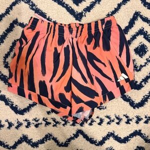 Girls adidas Pink and Navy Zebra-Print Athletic Shorts